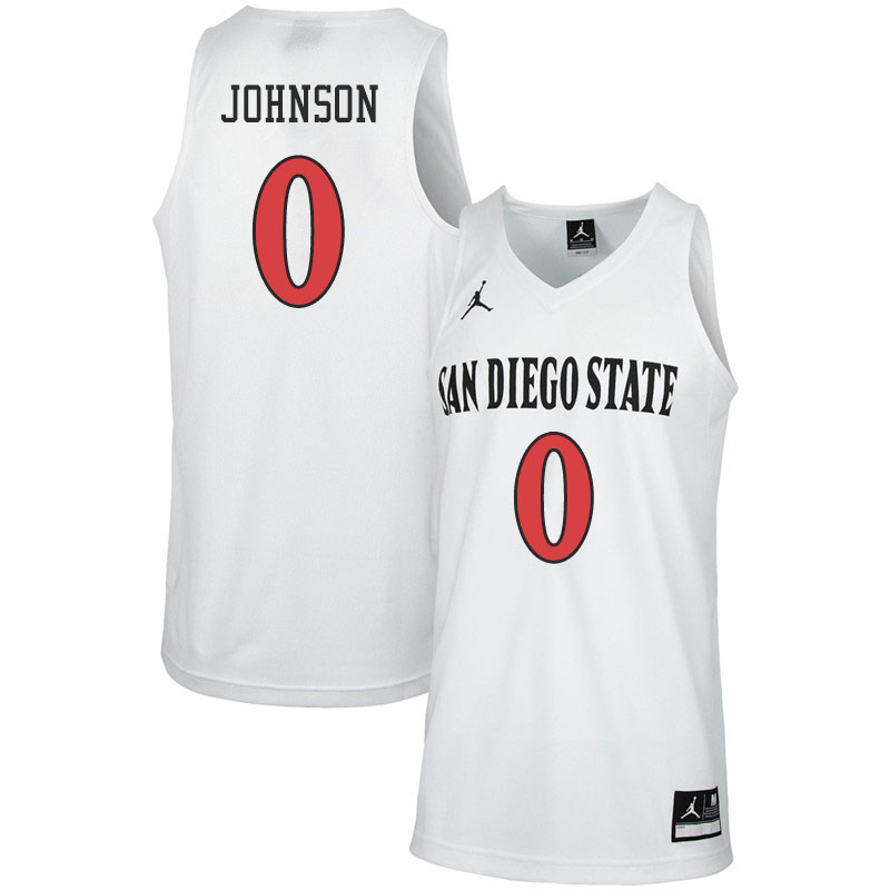 Jordan Brand Men #0 Keshad Johnson San Diego State Aztecs College Basketball Jerseys Sale-White
